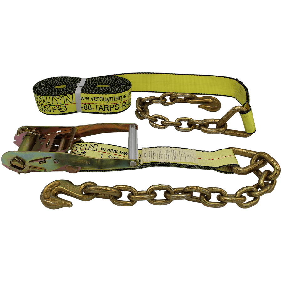 2" x 30' Ratchet Strap with Chain End - Verduyn Tarps 2 Inch Ratchet Straps With Chain Ends