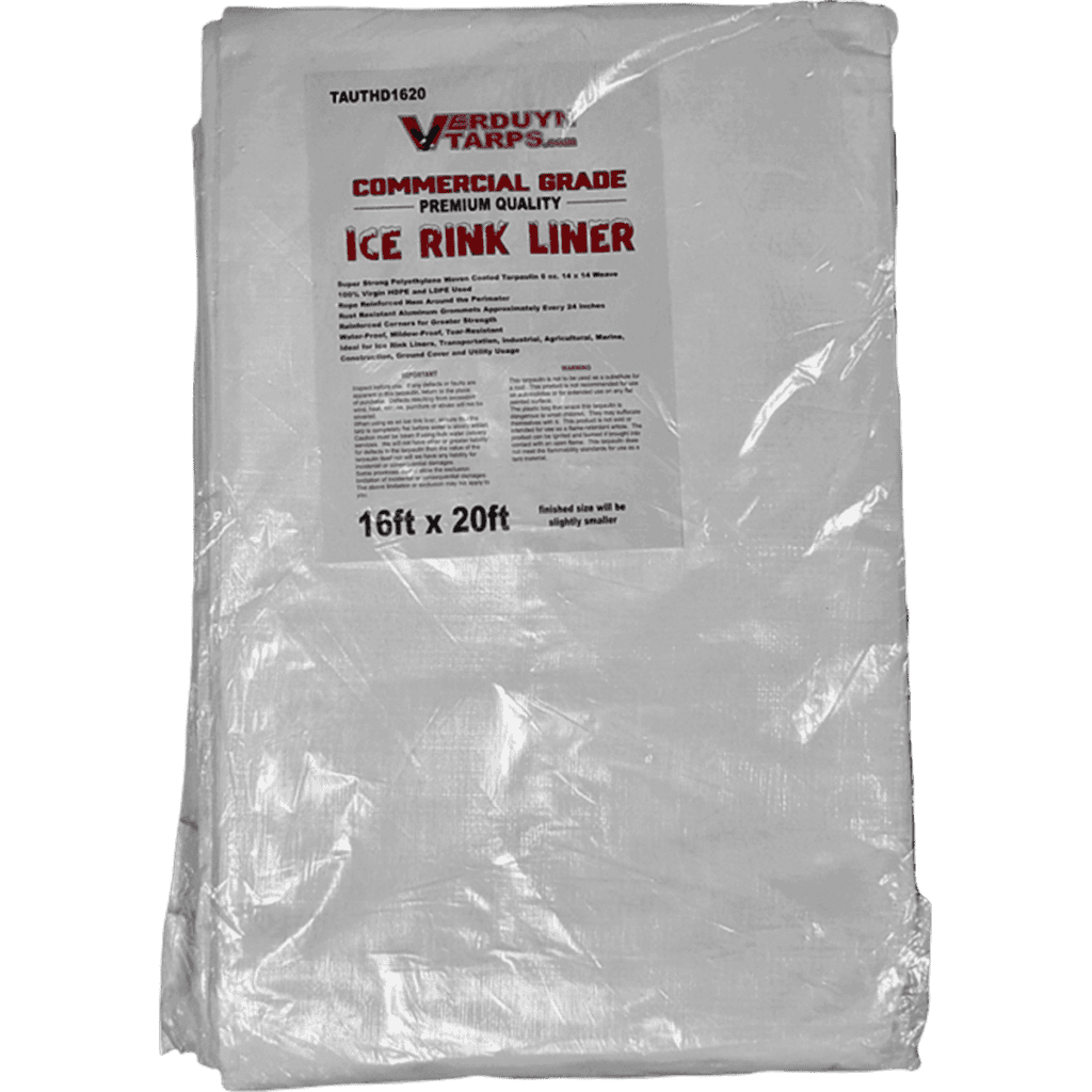 16' x 20' Heavy Duty Utility / Ice Rink Tarp White (6 oz.) Verduyn Tarps