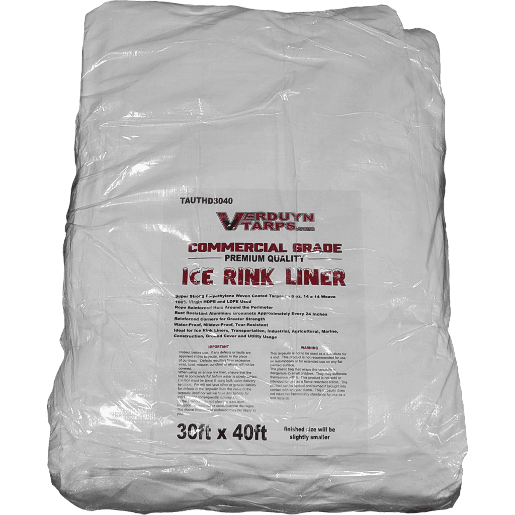 30' X 40' Heavy Duty Utility / Ice Rink Tarp White (6 oz.) Verduyn