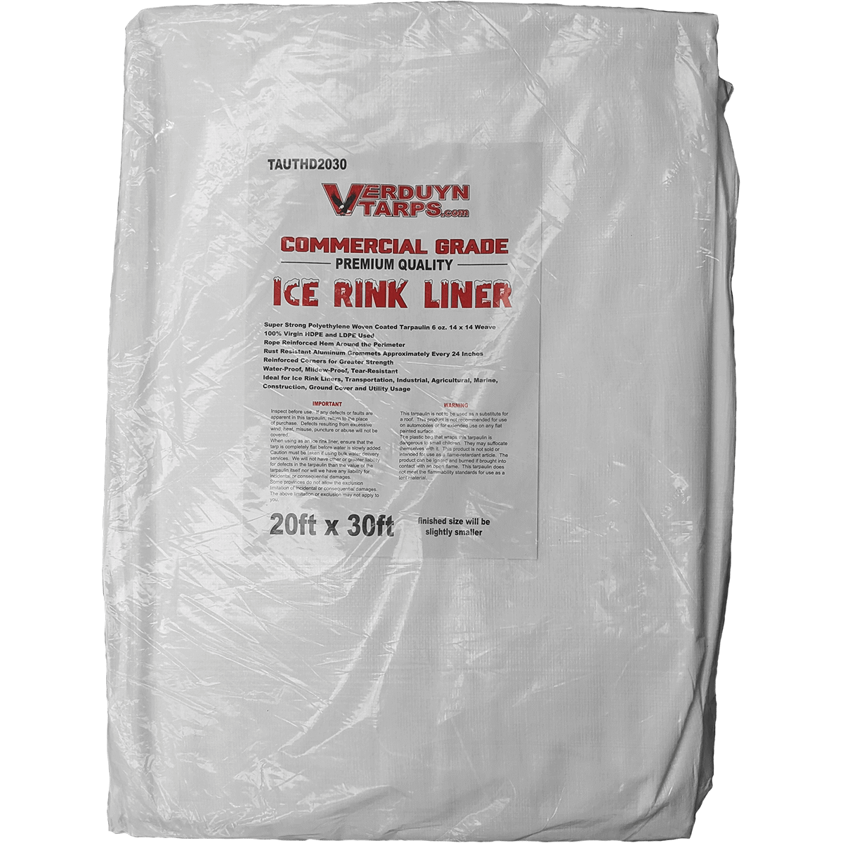 20' x 30' Heavy Duty Utility / Ice Rink Tarp - White (6 oz
