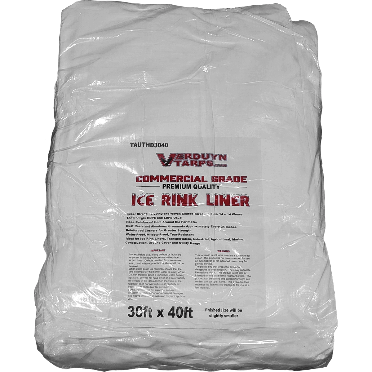 30' X 40' Heavy Duty Utility / Ice Rink Tarp - White (6 oz